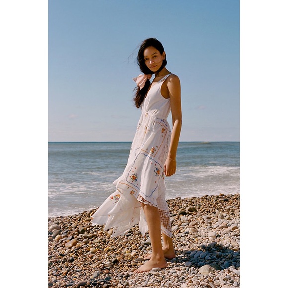 NWT ANTHROPOLOGIE EMBROIDERED PATCHWORK MAXI DRESS IN WHITE - Picture 4 of 8